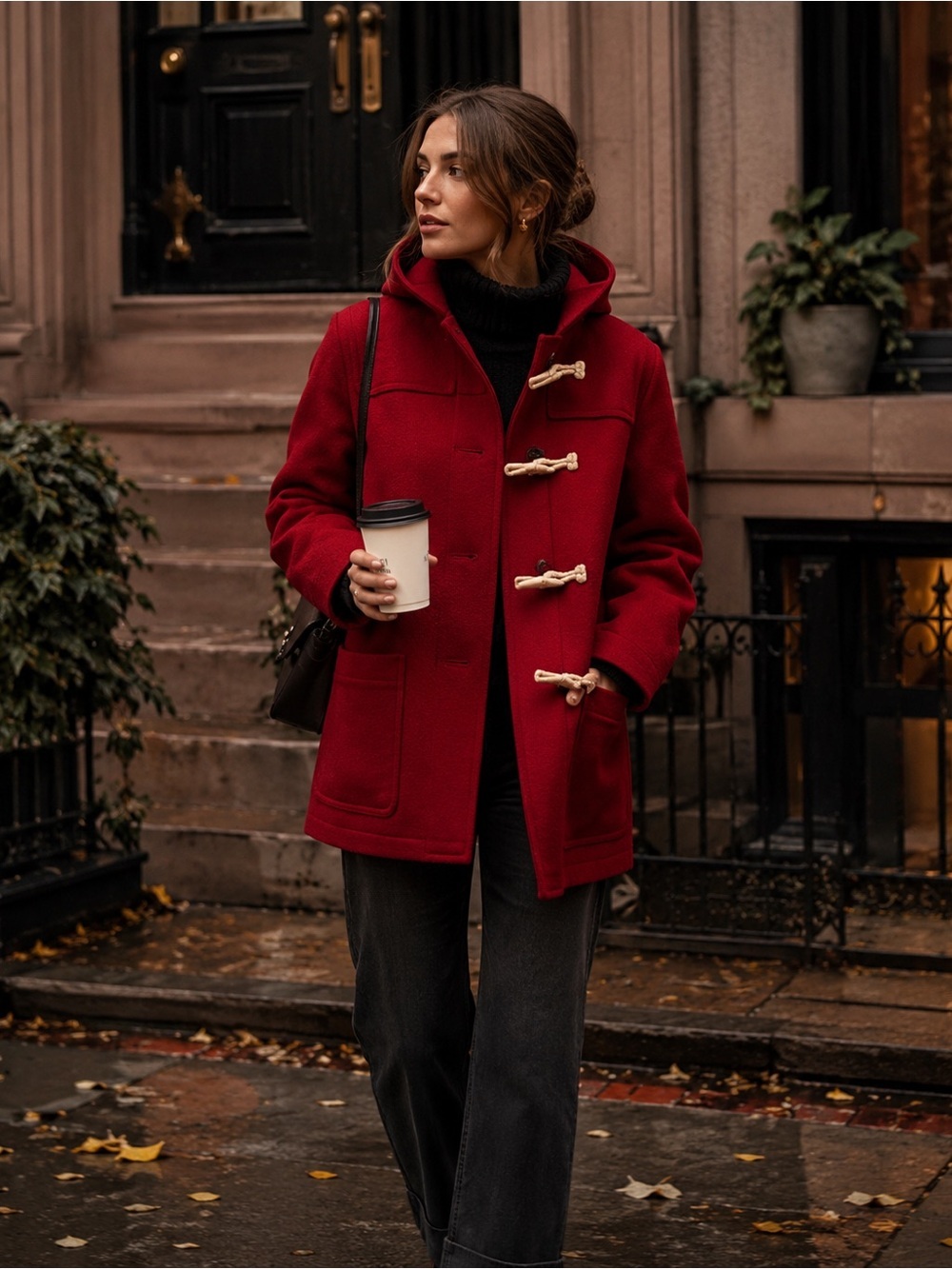 Rag & Bone Heritage Red Wool Toggle Duffle Coat Quilted Lining USA Made Womens L